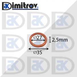 Дифтунга Ø 27 х Ø 35 х 2,5 mm медна